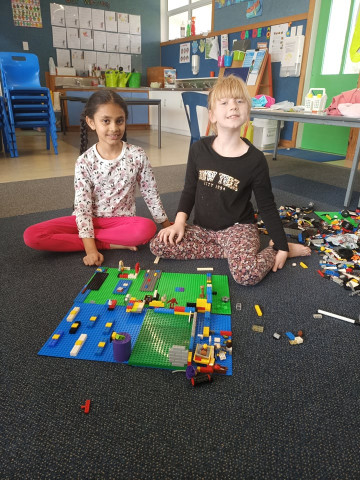 Ira and Lily working at school during level 3 lockdown