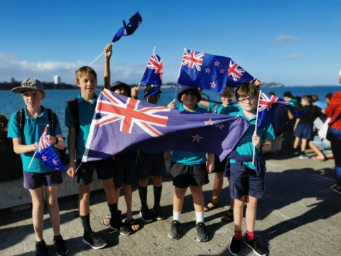A group of students went to Auckland to watch the America's Cup race.